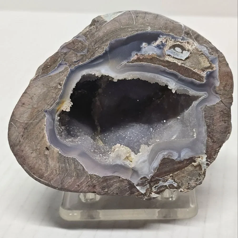 Quartz Crystal Agate Sparkling Geode With Stand